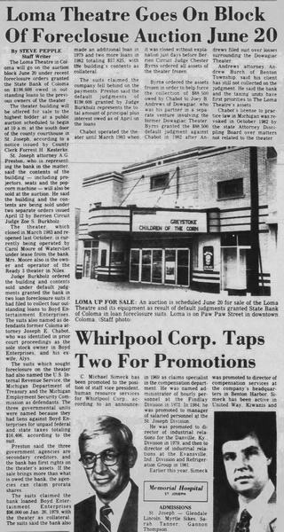Loma Theatre - The Herald Palladium Sat May 12 1984 (newer photo)